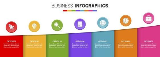 Infographics design template and icons with 7 options or 7 steps vector