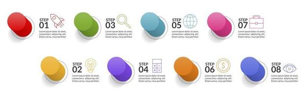 Infographics design template and icons with 8 options or 8 steps vector