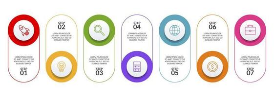 infografia diseño modelo y íconos con 7 7 opciones o 7 7 pasos vector