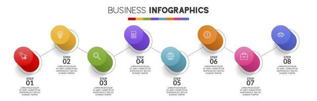 infografia diseño modelo y íconos con 8 opciones o 8 pasos vector