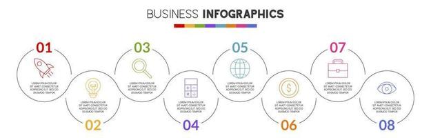 infografia diseño modelo y íconos con 8 opciones o 8 pasos vector