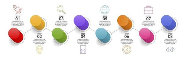 infografia diseño modelo y íconos con 8 opciones o 8 pasos vector