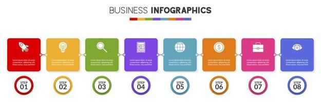 infografia diseño modelo y íconos con 8 opciones o 8 pasos vector