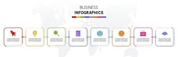 infografia diseño modelo y íconos con 8 opciones o 8 pasos vector