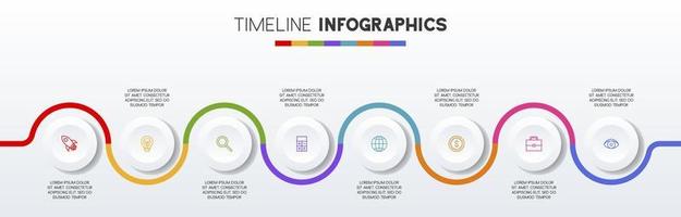 infografia diseño modelo y íconos con 8 opciones o 8 pasos vector