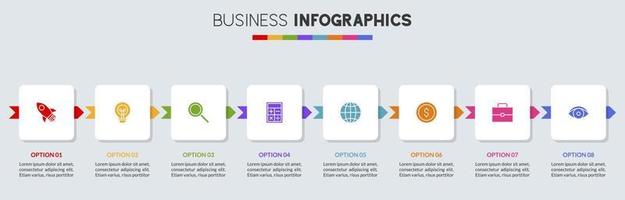 Infographics design template and icons with 8 options or 8 steps vector