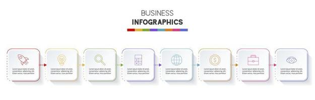 infografia diseño modelo y íconos con 8 opciones o 8 pasos vector