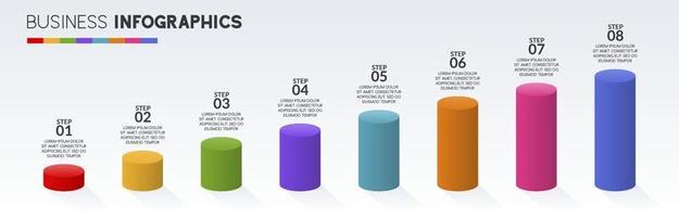 infografia diseño modelo y íconos con 8 opciones o 8 pasos vector