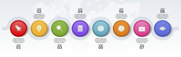 infografia diseño modelo y íconos con 8 opciones o 8 pasos vector