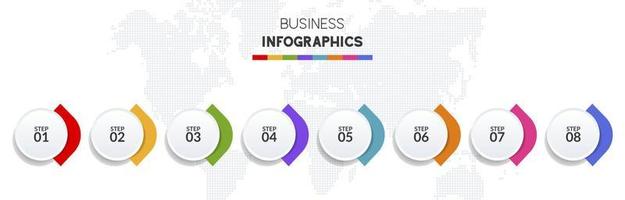 infografia diseño modelo y íconos con 8 opciones o 8 pasos vector