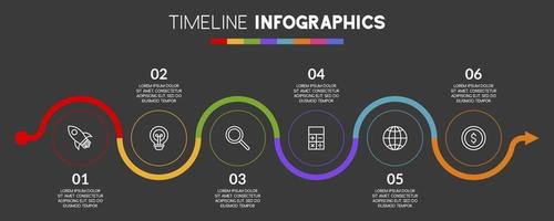 Infographics design template and icons with 6 options or 6 steps vector