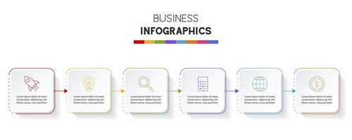 Infographics design template and icons with 6 options or 6 steps vector