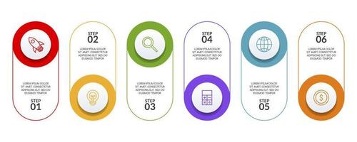 Infographics design template and icons with 6 options or 6 steps vector