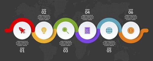 Infographics design template and icons with 6 options or 6 steps vector