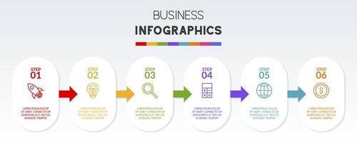 Infographics design template and icons with 6 options or 6 steps vector