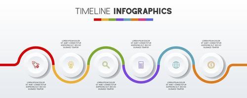 Infographics design template and icons with 6 options or 6 steps vector