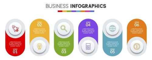 Infographics design template and icons with 6 options or 6 steps vector