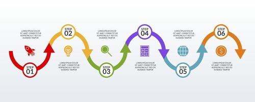 Infographics design template and icons with 6 options or 6 steps vector