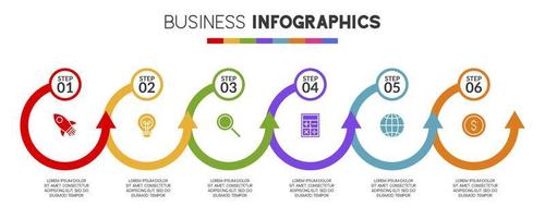 Infographics design template and icons with 6 options or 6 steps vector