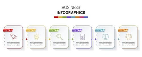 Infographics design template and icons with 6 options or 6 steps vector