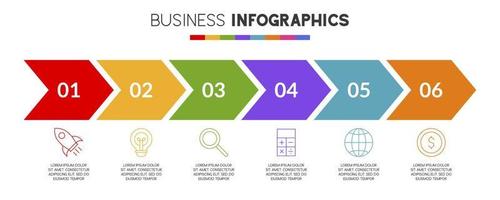 Infographics design template and icons with 6 options or 6 steps vector