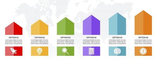 infografia diseño modelo y íconos con 6 6 opciones o 6 6 pasos vector