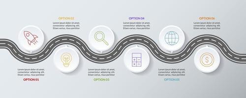 Infographics design template and icons with 6 options or 6 steps vector