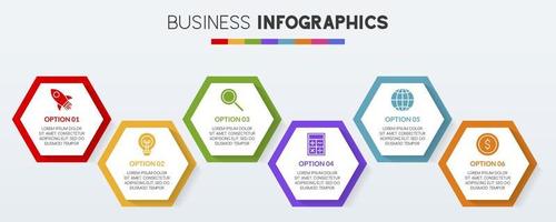 Infographics design template and icons with 6 options or 6 steps vector