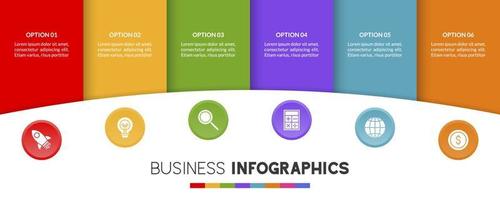 Infographics design template and icons with 6 options or 6 steps vector