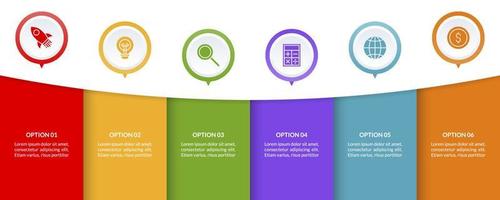 Infographics design template and icons with 6 options or 6 steps vector