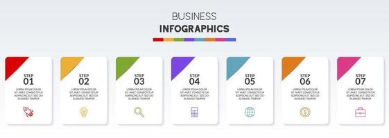 Infographics design template and icons with 7 options or 7 steps vector