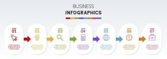 Infographics design template and icons with 7 options or 7 steps vector