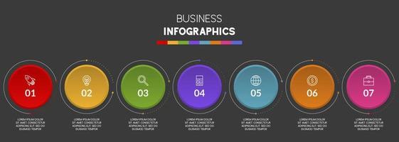 Infographics design template and icons with 7 options or 7 steps vector