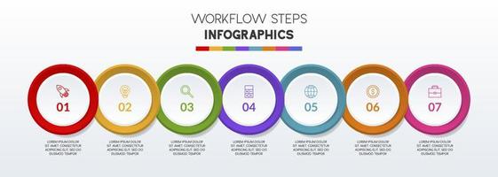 Infographics design template and icons with 7 options or 7 steps vector