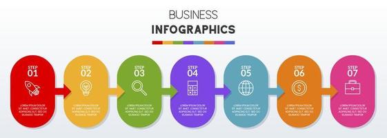 Infographics design template and icons with 7 options or 7 steps vector