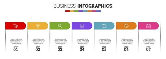 Infographics design template and icons with 7 options or 7 steps vector