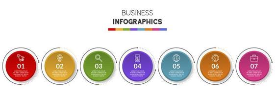 Infographics design template and icons with 7 options or 7 steps vector