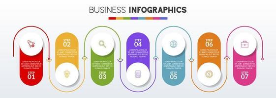 Infographics design template and icons with 7 options or 7 steps vector