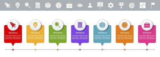 infografia diseño modelo y íconos con 7 7 opciones o 7 7 pasos vector