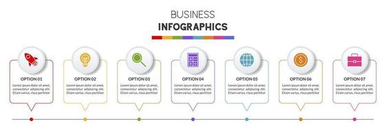 Infographics design template and icons with 7 options or 7 steps vector