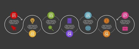 infografia diseño modelo y íconos con 7 7 opciones o 7 7 pasos vector