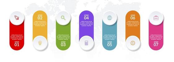 Infographics design template and icons with 7 options or 7 steps vector