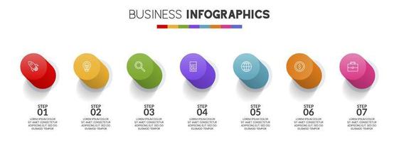 Infographics design template and icons with 7 options or 7 steps vector