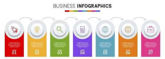 Infographics design template and icons with 7 options or 7 steps vector