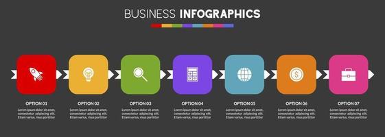 Infographics design template and icons with 7 options or 7 steps vector