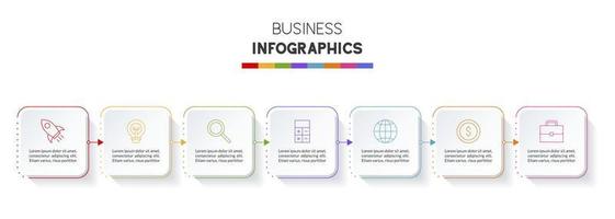 Infographics design template and icons with 7 options or 7 steps vector