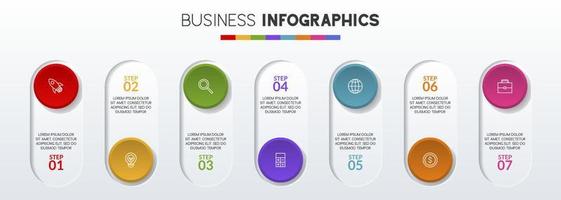 Infographics design template and icons with 7 options or 7 steps vector