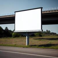 Blank mock up of vertical street poster billboard on city background. photo