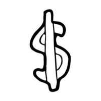 dollar icon hand drawn. Doodle sketch of dollar sign vector