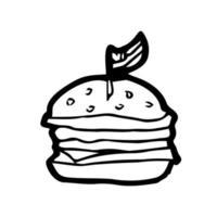 American burger. Independence day in USA. Burger illustration with flag. Flat style. vector